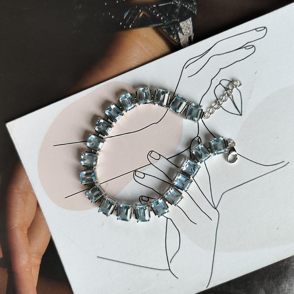 Silver Bracelet with Natural Topaz 24.425ct, Item Weight 17.66 Gr (2190929)