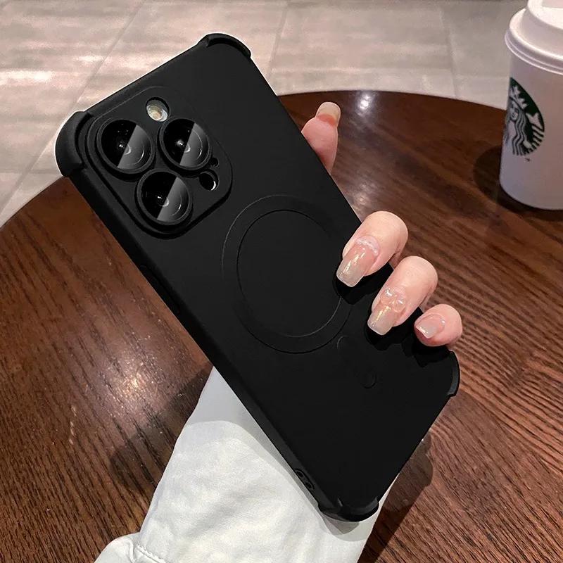 Luxury Magsafe Wireless Charge Case For iPhone 16 15 14 13 12 Pro Max Plus Soft Liquid Silicone Magnetic Shockproof Bumper Cover