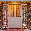 2D Flat, 2D Flat Banner, 2pcs Christmas New Year Porch Banner, Material, Size 180*30cm/70.9*11.8in, Cartoon Gingerbread for Man Santa Snowman with Can