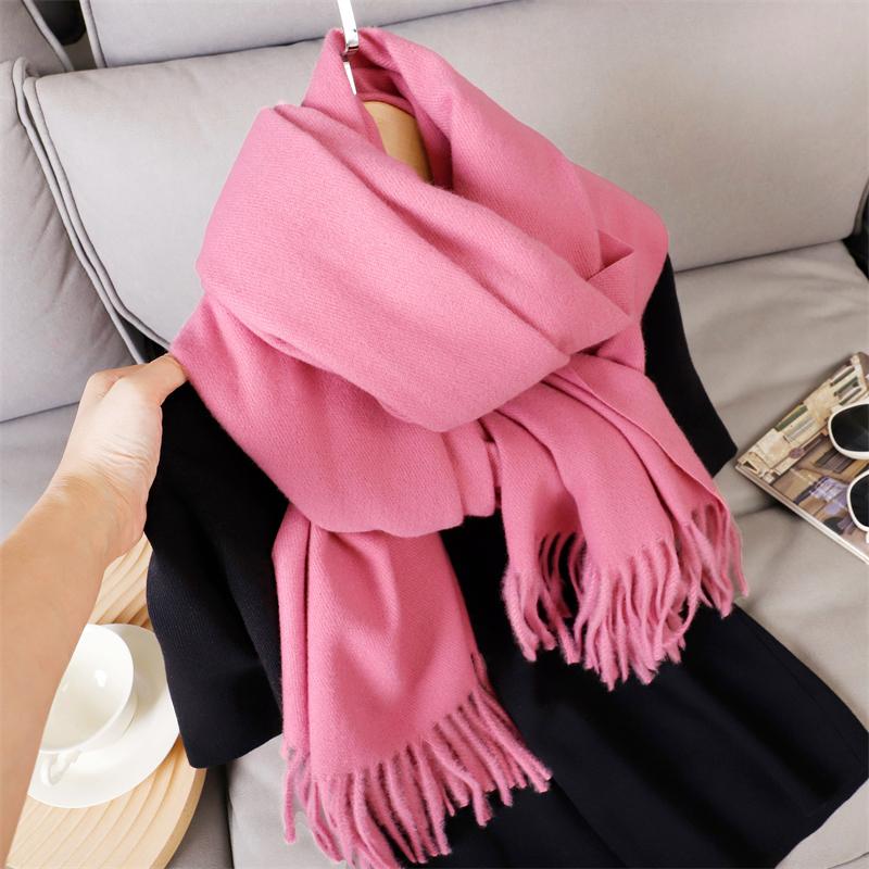 New 29 Color Winter Scarf For Women Long Warm Cashmere Scarves Solid Lady Shawl Wrap Hijab Female Pashmina Bandana Head Scarfs