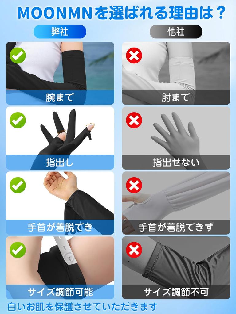 MOONMN Letní návleky na ruce UV ochrana Chladivé Plné krytí proti slunci UPF UV ochrana pro a Unisex Dámské [99% & Dotykové] Dlouhé, Konec prstů, Vyhrnovací