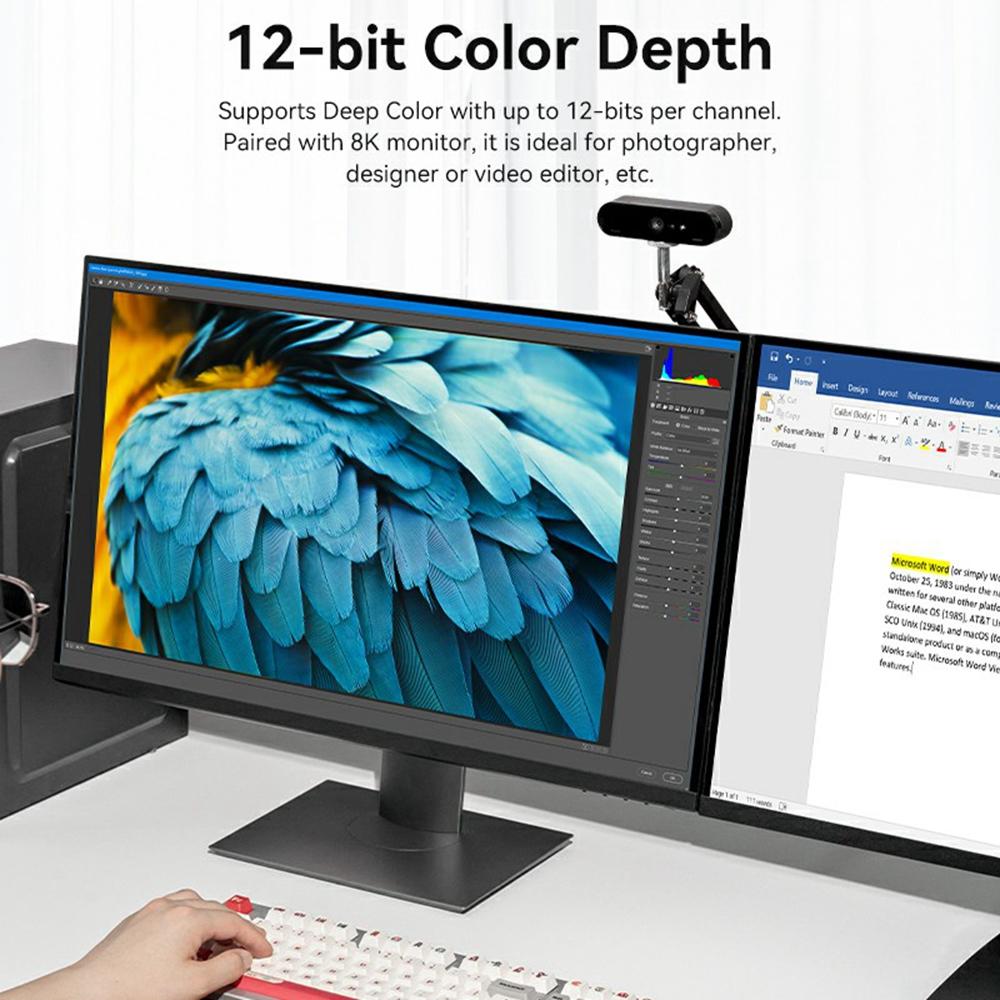 VENTION HCFLH 2m 8K/60Hz 4K/144Hz Mini DisplayPort to DisplayPort Cable Bi-Directional Mini DP to DP Wire