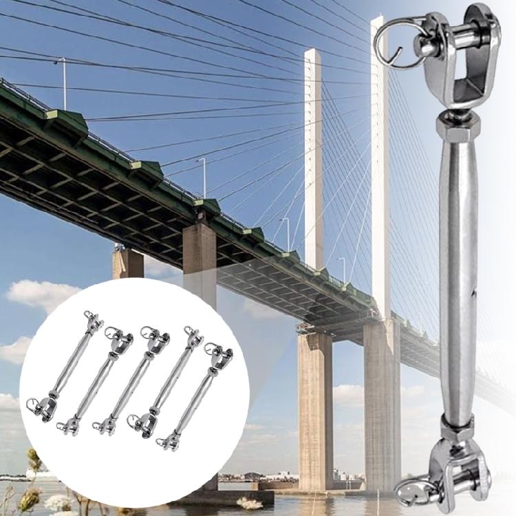 Professional Stainless Steel Jaw Turnbuckles 5Pcs Weather Resistant Elastic Regulator For Tent Anchoring Rope Tightening