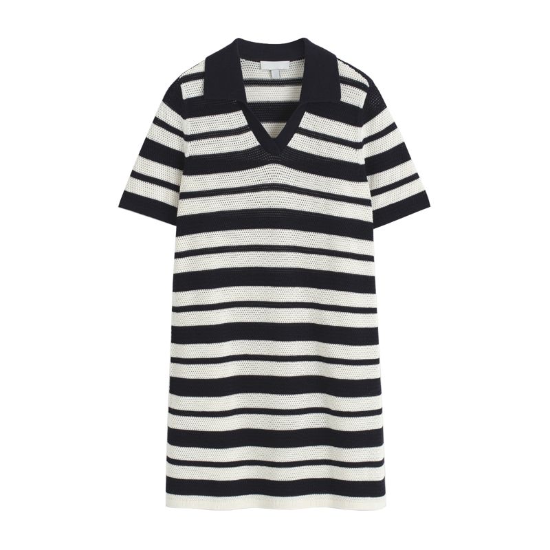 

CS Summer Women s Clothing Preppy Style Standard Edition Cut Out Wool Blend Knitting Mini Dress 1282924 White Stripes L