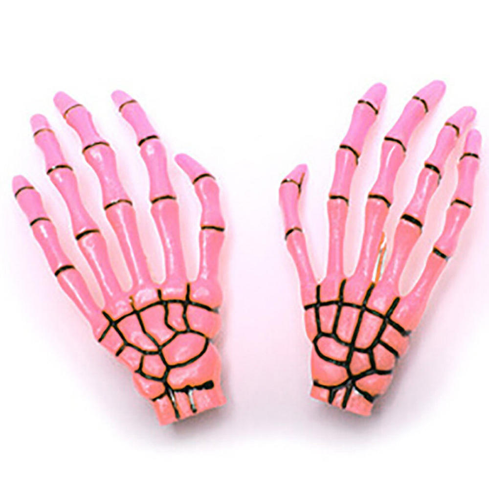 2PCS/SET Creative Design Skull Hand Bone Hairpin Gripper Ghost Skeleton Hair Clips Bone Claw Women's Fashion Hair Accessories