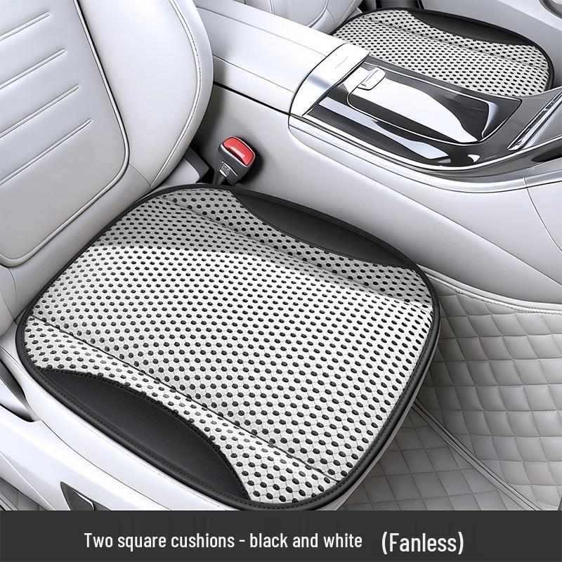 Summer Cool & Ventilated Car Seat Cushion with USB Fan - Ice Silk Breathable Pad for Heat Dissipation