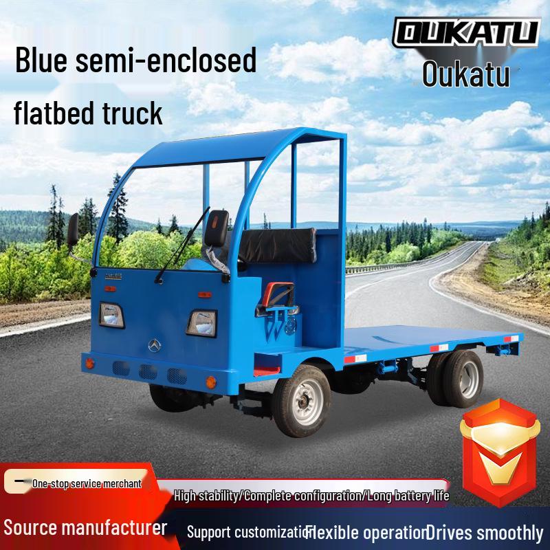 Electric Flatbed Cargo Transport Cart – Blue