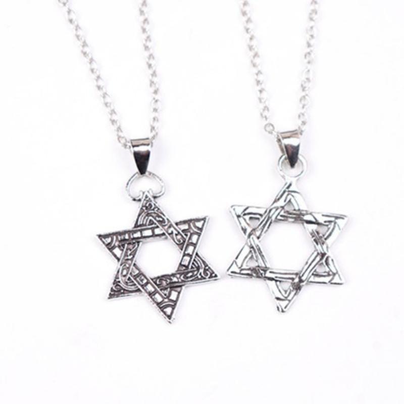 Pattern Hexagram Pendant Trendy Cool Men's Alloy Necklace Jewelry