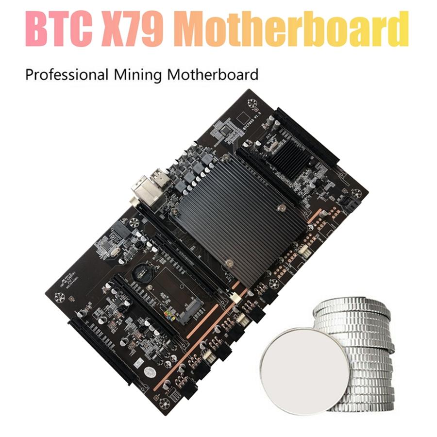 BTC Mining Motherboard BTC79X5 V1. 0 LGA 2011 DDR3, Supports 32GB, 60mm Pitch, Supports RTX3060 Graphics Card for BTC Miner