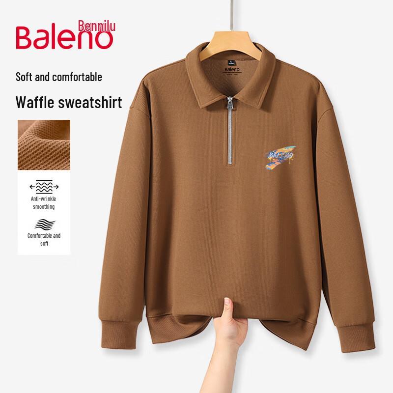 Baleno Men's Waffle Knit Turn-down Collar Sweatshirt