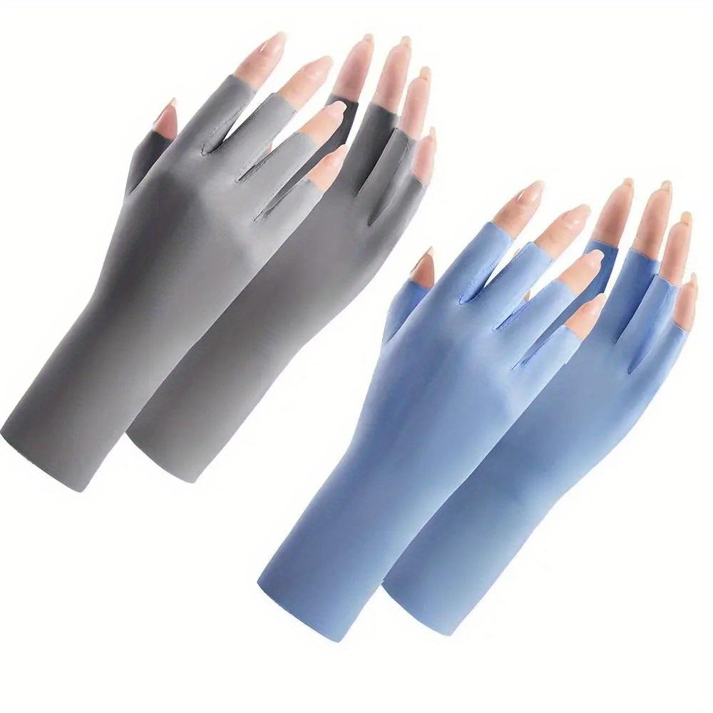 1 Pair Fingerless Gloves Summer Sunscreen Protection Multicolor Gloves Woman Driving Gloves Stretch Female Touchscreen