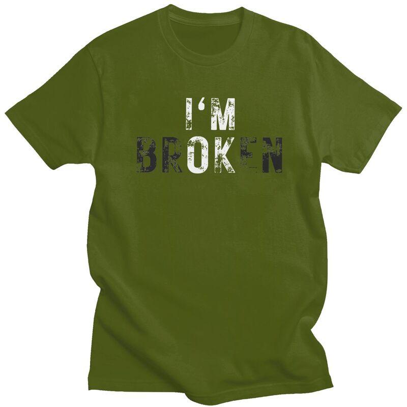 Im Ok Im Broken T Shirt for Men Pure Cotton Tshirt Casual Streetwaer Short Sleeve Tee Shirt Slim Fit