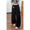 Women's Plus Size Retro Black High-Waisted Wide Leg Jeans with Pockets