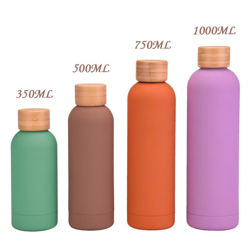 304 Stainless Steel Thermos Cup Matte Outdoor Water Cup Bamboo Cover Retro High-Value Water Cup