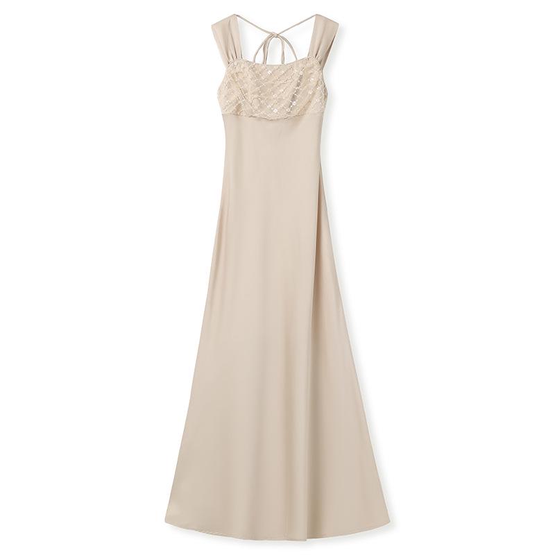 Набор: Атласное платье-комбинация и юбка-русалка с бисером, весенняя мода S