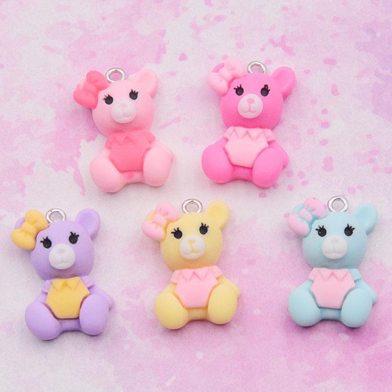 Colorful Resin Bear Bow Earrings & Keychain Charm - DIY Jewelry Accessory