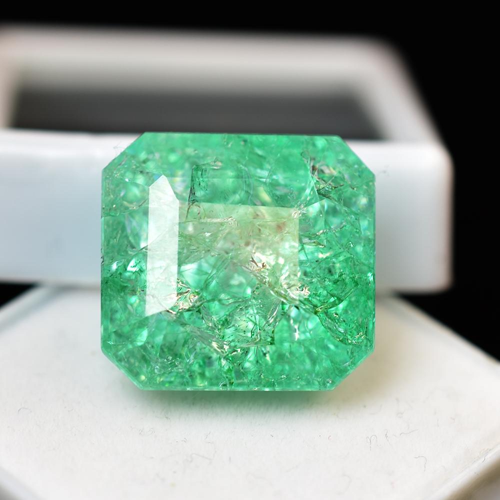 Natural Green Emerald 21.85ct Square Cut Certified Loose Gemstone