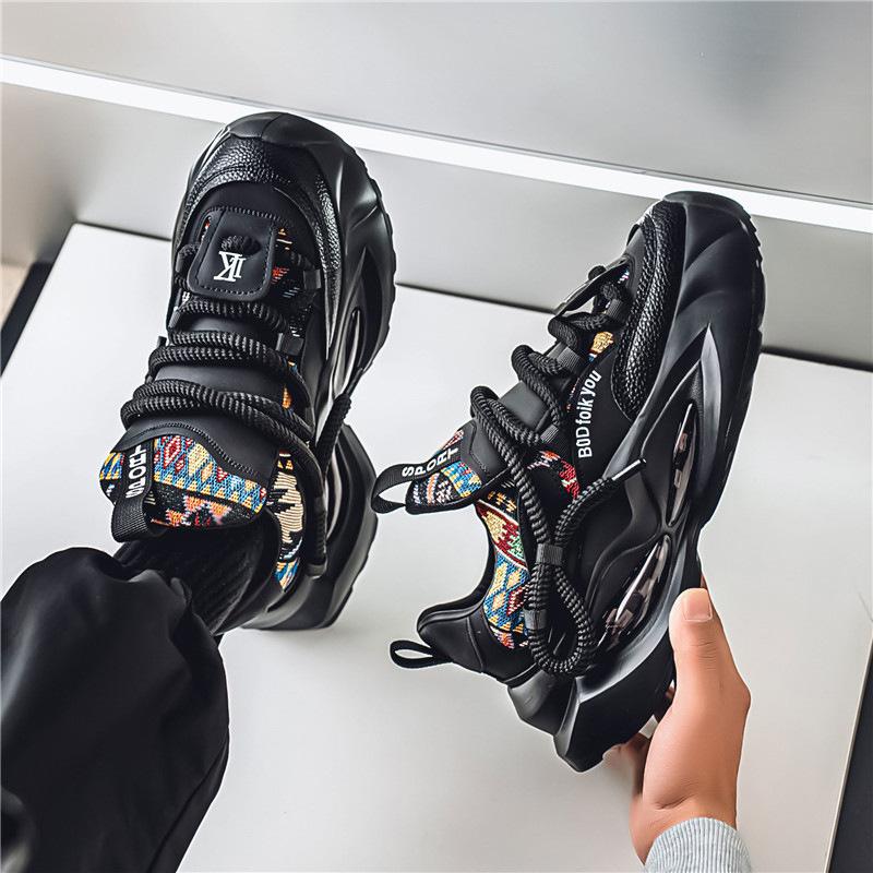 

Men s shoes new 2025 spring student lightweight trend versatile sports casual shoes men s thick-soled wear-resistant dad shoes 44 чорний