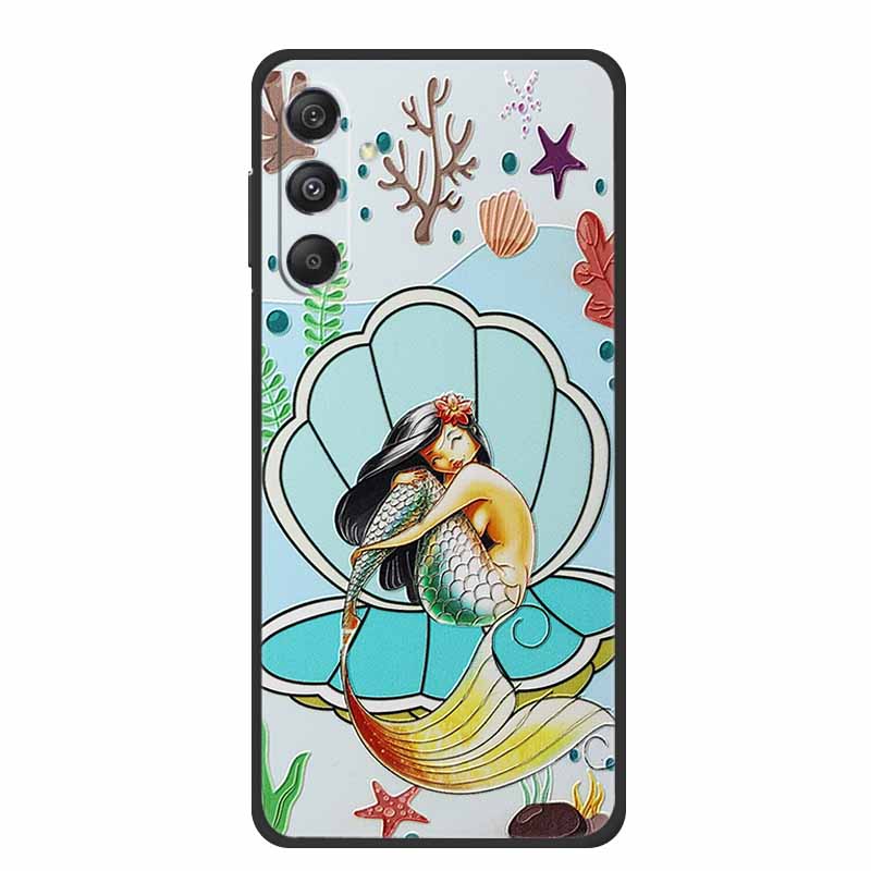 3D Emboss Case For Samsung Galaxy S25 FE Case Flowers Black Silicone Soft Back Cover For Samsung S25 Plus M36 Phone Case Shell