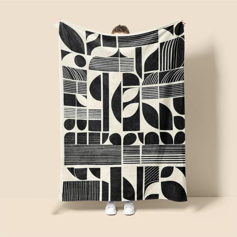 Morandi Color Abstract Art Blanket Coral Fleece Sofa Blanket ins Wind Living Room Bedroom Decorative Blanket Fade-Resistant