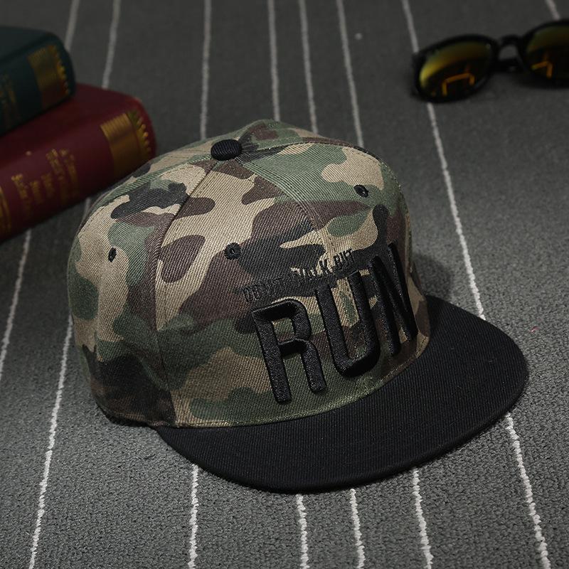 RUN Letter Embroidery Korean Style Flat Brim Baseball Cap – Unisex Spring/Summer Street Dance and Sun Protection Hat