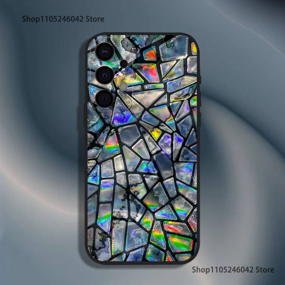 Bunte Glas-Handyhülle für Samsung S26, S25, S24, S21, S22, S23, S30, Ultra, S20, Plus, Fe, Lite, 5G Schwarze Hülle