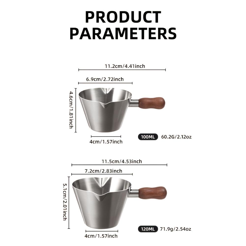 200ML 304‑Stainless Steel Measuring Cup With Scale, Espresso & Milk Frothing Pitcher, Food‑Safe Thickened Coffee Jug With Handle, Kitchen Gadget