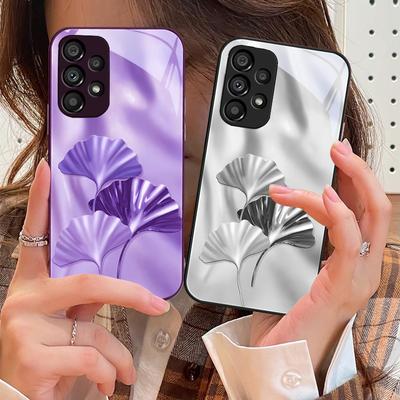 Abstract Ginkgo Leaves For Samsung Galaxy S10 4G S20 11E 30 S21 22 S24 Fe Pro S23 S25 Ultra 5G S9 Tempered Glass Phone Case