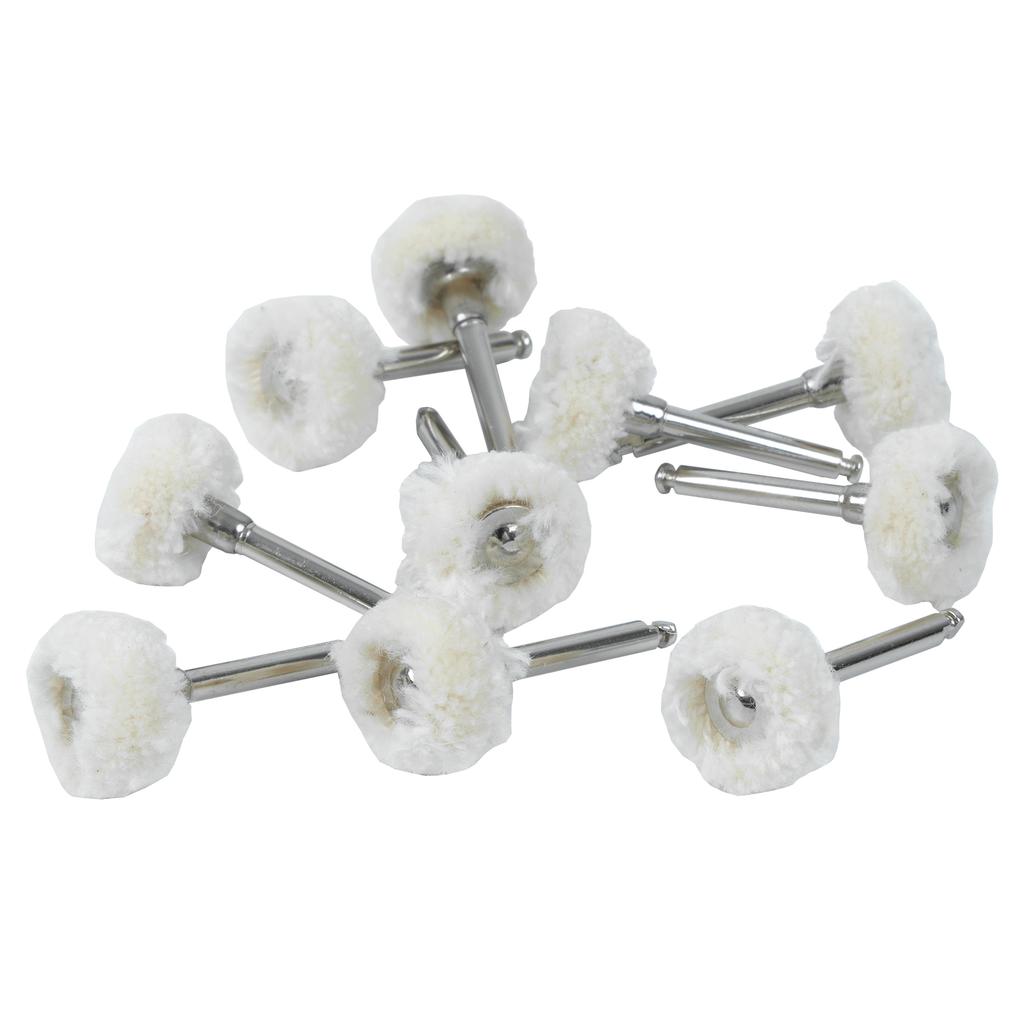 10 Stück RA Schaft Dental Polierbürste Bohrer Rad Materialien Baumwolle Filz Ziegenwolle Aluminiumoxid Werkzeuge Durchmesser 10 mm Handstück Rotationswerkzeuge