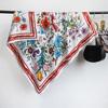 Spain Fashion Garden Floral Square Silk Scarf Women High Quality Print Satin Shawls and Wraps Bufandas Muslim Hijab 90*90Cm