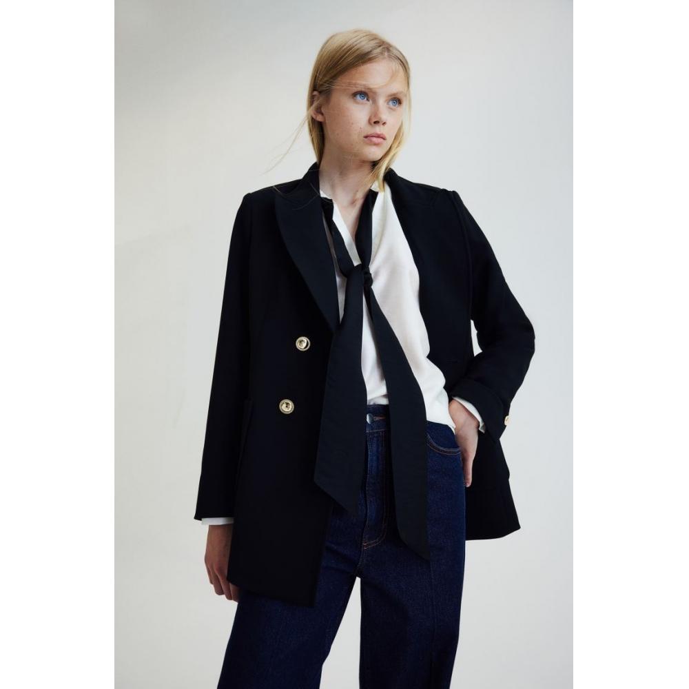 

H M button detail jacket black