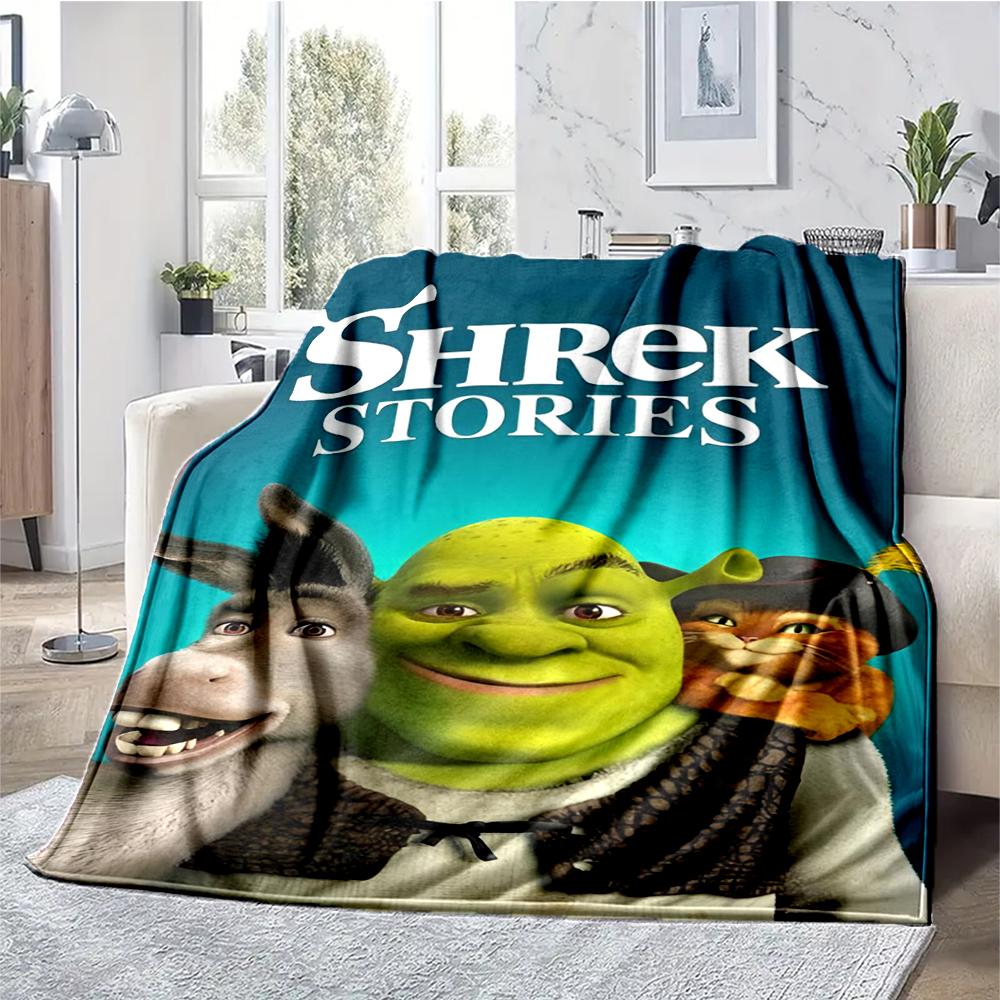Shrek Theme Printed Blanket - Perfect for Couch, Bed, Travel & Outdoor Use | Machine Washable, Cozy & Durable.