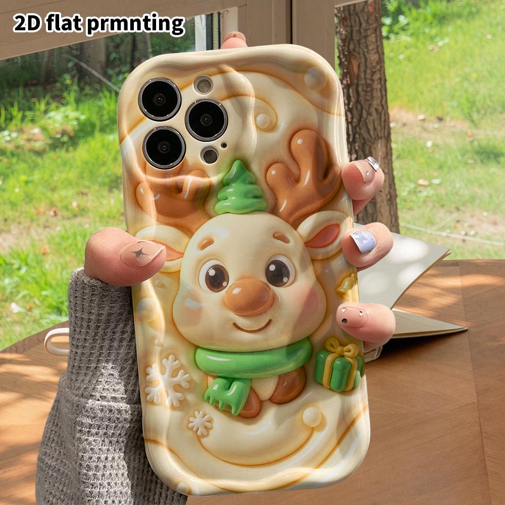 Phone Case: 2D Flat Design Suitable for iPhone 18 17 16 15 14 13 Pro Protective Case, Christmas Reindeer, Perfect Holiday Gift for Christmas and Hallo
