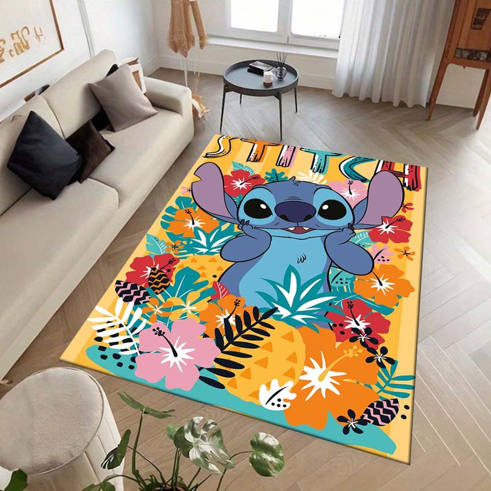 1pz Tappeto Stitch e Fiori - Antiscivolo, Lavabile in Lavatrice Poliestere Tappeto per Soggiorno, Camera da Letto, Bagno e Lavanderia - Arredamento Casa Confortevole Christm
