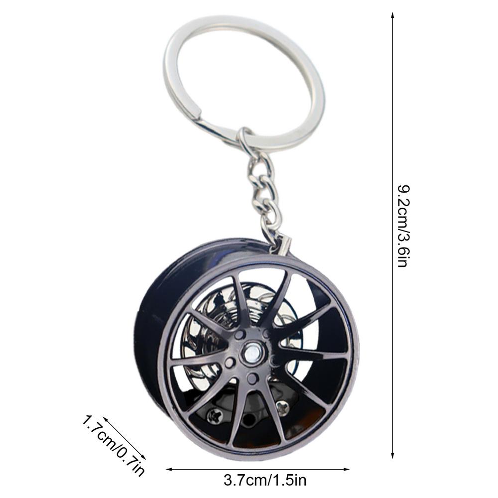 1PC Wheel Hub Car Key Chain Fidget Toy Car Tire Brake Disc Keychain Fingertip Gadget Keyring Bags Pendant 3D Alloy Model Gift