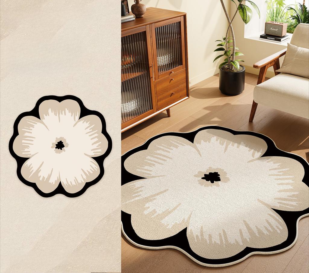 Light Luxury Living Room Decoration Soft Carpet Flower Shape Rugs for Bedroom Washable Lounge Floor Mat Anti-slip Cloakroom Rug
