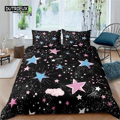 Luxury 3D Star Print Home Living Comfortable Duvet Cover Pillowcase Kid Bedding Set Queen and King EU/US/AU/UK Size
