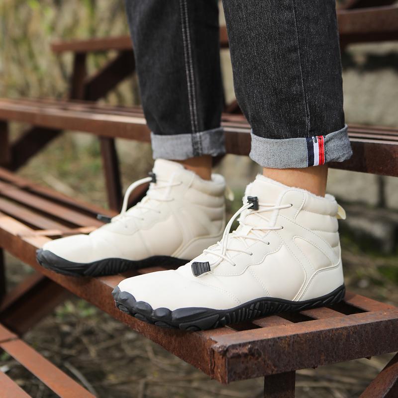 Men High-top Cotton Shoes Unisex Winter Plush Snow Boots Non-slip Women Outdoor Hiking Sneakers Wear-resistant Casual Walking Shoes