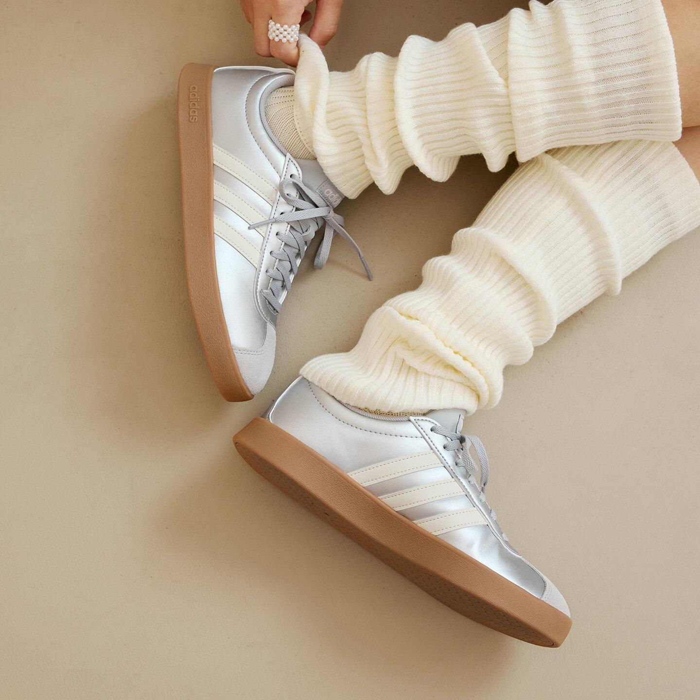 adidas Wmns VL Court Base Silver Metallic Core White Grey 39