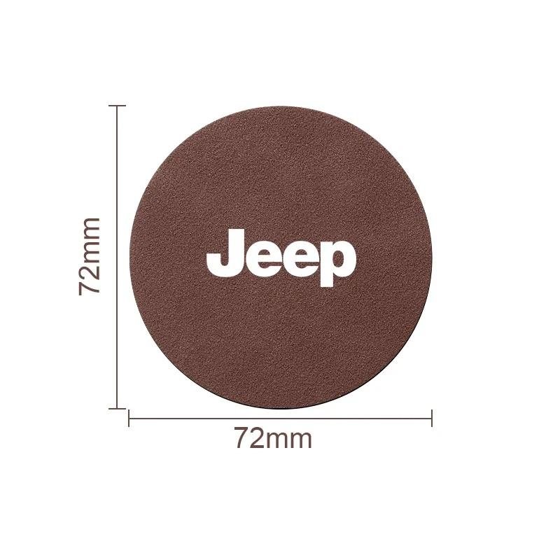 Heat Insulation Genuine Leather Car Cup Holder Coaster with Jeep Logo for Renegade Wrangler Grand Cherokee Auto Accessory ALP1