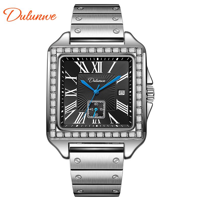 Dulunwe Fashionable Business Luxury Automatic Date Waterproof Square Dial Retro Automatic Mechanical Men's Watch