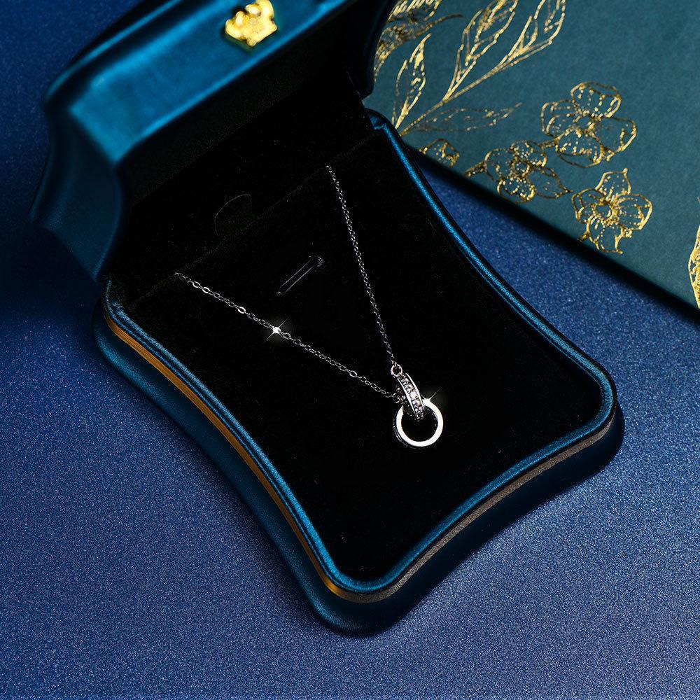 Double Ring Necklace Women's Light Luxury Niche High-end Design Versatile Ring Pendant Temperament Cold Wind Collarbone Chain