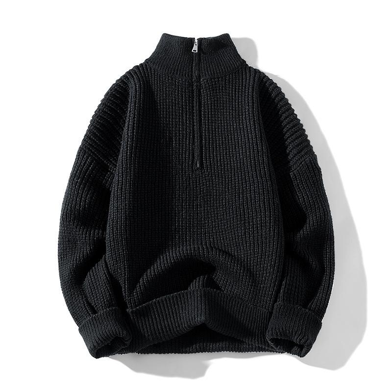 Half Zipper Sweater Men's Solid Color Autumn and Winter New Long-sleeved T-shirt Sweater Men's Sweater Men's and Women's Jacket