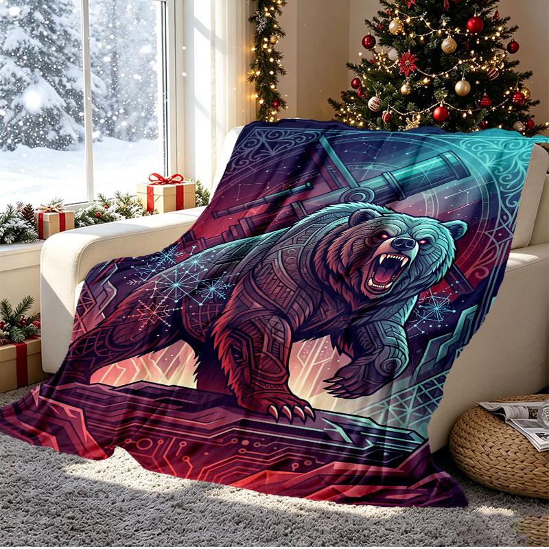 North Sydney Bears Pattern Blanket for Home Decoration, Bed, Sofa, Car Travel, Camping, Suitable for All Seasons, Birthday Christmas Gift