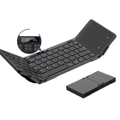 Alloy Bluetooth Tri-Faltbare Tastatur mit Touchpad Batterie Display Wiederaufladbare Drahtlose Faltbare Tastatur Traverl