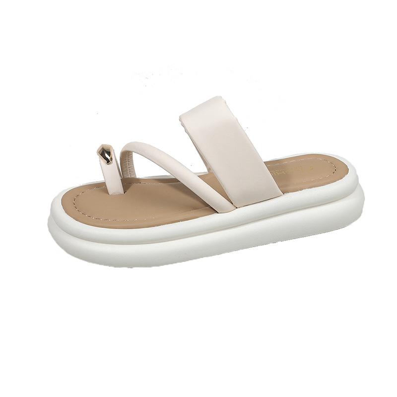 

French-style metal-toed slippers for women s outer wear 2025 summer Korean version new with skirt thick-bottomed beach cool slippers 35