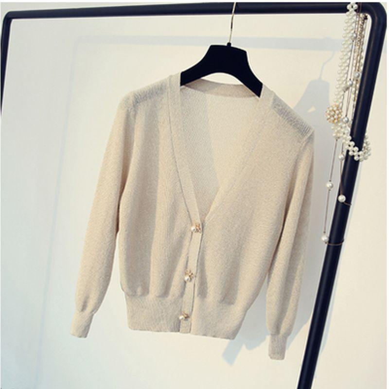 

Thin V-neck Loose Cardigan Short Coat Thin V-neck Loose Cardigan Short Outwear Apricot One Size