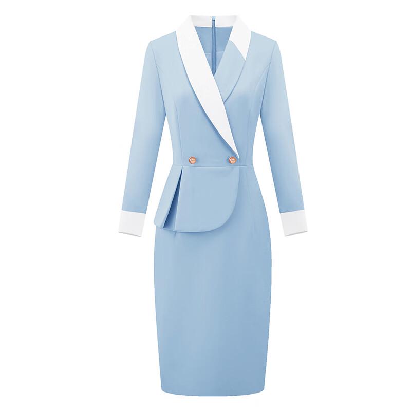 Troloman Women's Professional Lapel Bodycon Midi Dress