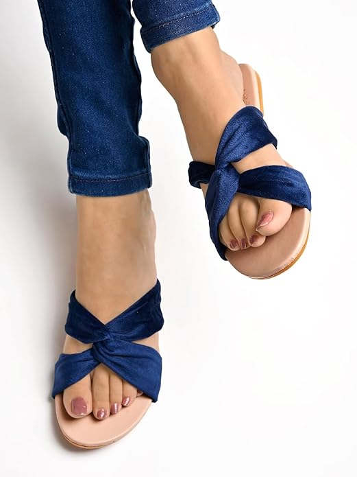 Shoetopia Girls Flat Slide Sandals Soft Suede Knot Strap Casual Summer Slip-Ons for Everyday Comfort Stylish, |Footwear Lightweight|