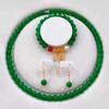 3Pcs Vintage Simple Imitation Jade Necklace Bracelet Earrings Jewelry Set For Women Temperamen Banquet Accessory